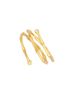Anillo triple con dos circonitas blancas, anillo de plata de Nube Jewels.