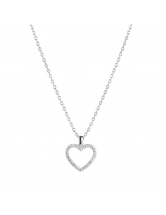 Collar con colgante corazón circonitas. Collar delicado de plata de Nube Jewels.