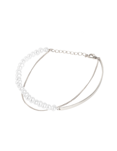 Bransoletka pozłacana z perłami. Piękna perłowa bransoletka srebrna od Nube Jewels.