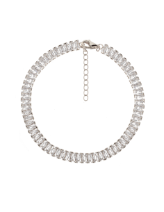 Pulsera elegante de circonitas blancas baguette. Pulsera de plata de marca Nube Jewels.