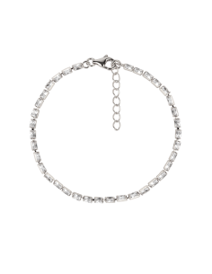 Pulsera simple con circonitas baguette y blancas. Pulsera de plata de marca Nube Jewels.