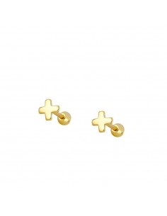 Piercing cruz liso de plata con baño de oro de marca Nube Jewels.