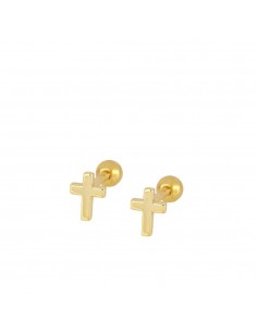 Piercing cruz liso de plata con baño de oro de marca Nube Jewels.
