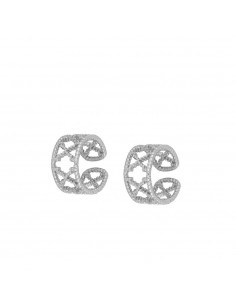 Manguito de la oreja con motivos marquen. Ear cuff liso de plata de Nube Jewels.