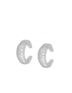 Manguito de la oreja ancho y cubierto de circonitas blancas. Ear cuff de Nube Jewels.