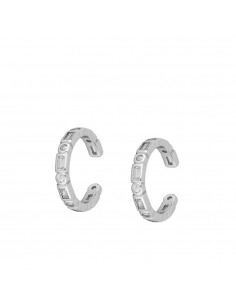 Manguito de la oreja con circonitas redondas y rectangulares blancas. Ear cuff de Nube Jewels.