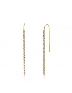 Pendientes muy largos con circonita blanca. Pendientes de plata con baño de oro de maraca Nube Jewels.