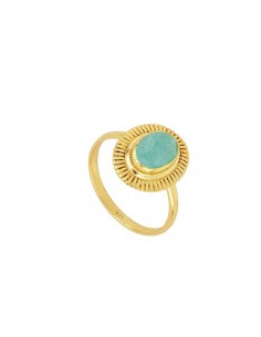 Anillo con amazonita. Anillo con piedra natural de plata con baño de oro de nube Jewels.