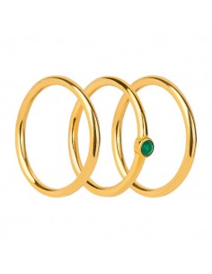 GREEN ONIX TRIPLE GOLD RING