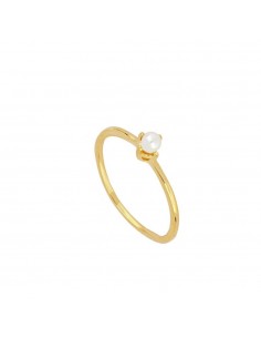 Anillo finito de oro con una perla natural redonda. Anillo de Nube Jewels.