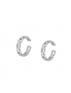Manguito de la oreja cadena cuadrada y lisa. Earcuff de Nube Jewels.