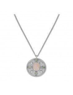 Cadena barbada con un colgante grande redondo y piedra natural. Collar de Nube Jewels.