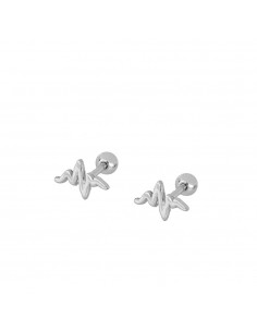 Piercing w kształcie pulsu serca. Kolczyki typu piercing se srebra firmy Nube Jewels.