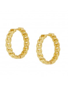 Aros grandes de plata. Aros con motivo de cadena de marca Nube Jewels.