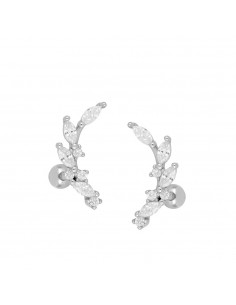 Piercing un ramo de hojas de circonitas blancas, piercing de plata de Nube Jewels.