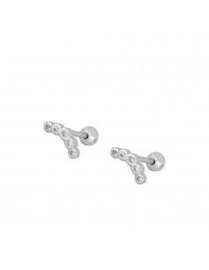Piercings cinco circonitas blancas redondas. Piercings de plata de Nube Jewels.
