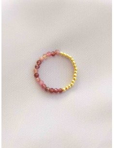 Anillo de bolitas turmalina y oro. Anillo flexible de Nube Jewels.