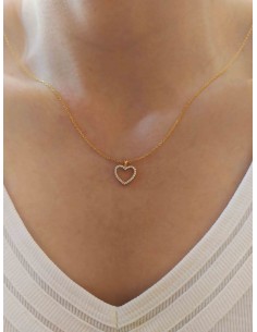 Collar con colgante corazón circonitas. Collar delicado de plata con baño de oro de Nube Jewels. 2