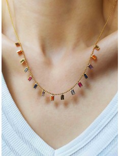 Naszyjnik z kuleczek z dodatkiem prostokątnych kolorowych cyrkonii. Naszyjnik Nube Jewels. 2