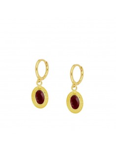 Pendientes con granate. Pendientes de plata con baño de oro y piedra natural. Pendientes elegantes de Nube Jewels.