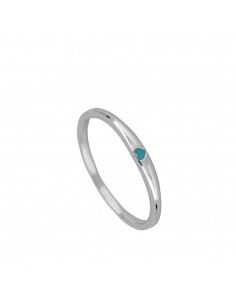 Anillo fino con corazón de esmalte turquesa. Anillo de plata de Nube Jewels.