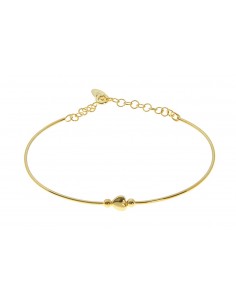 Pulsera rígida con motivo de corazón liso. Pulsera de plata con baño de oro de marca Nube Jewels.