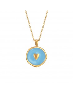 Collar con enamel azul y colgante redondo de Nube Jewels.