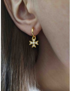 MALTA CROSS GOLD EARRINGS 2