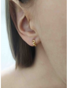 Pendientes aros trenza. Pendientes lisos de plata con baño de oro de Nube Jewels. 2