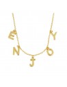 Collar con letras enjoy. Cadena de plata con baño de oro de Nube Jewels.