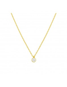 Cadena simple rolo con un colgante de circonita blanca. Gargantilla de plata con baño de oro de Nube Jewels.