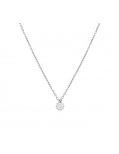 Cadena simple rolo con un colgante de circonita blanca. Gargantilla de plata de Nube Jewels.