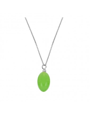 Cadena rolo con cristal verde en forma de óvalo. Collar de plata de Nube Jewels.