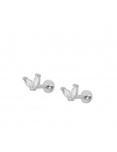 Piercing do ucha z białą cyrkonią. Kolczyki typu piercing labret firmy Nube Jewels.