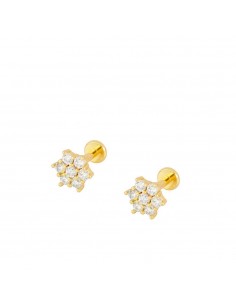 Piercing do ucha z białą cyrkonią. Kolczyki typu piercing labret firmy Nube Jewels.