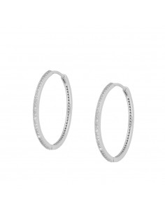 Pendientes aros finos cubiertos de circonita blanca por fuera y por dentro. Pendientes de plata de Nube Jewels.