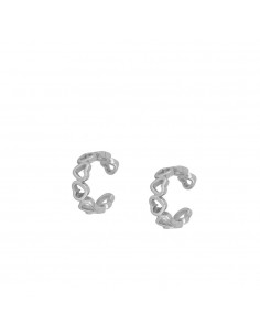 Manguito de la oreja línea de corazones pequeños y lisos. Ear cuff de plata de Nube Jewels.