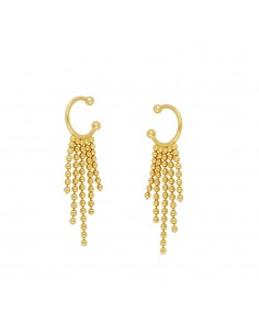 Manguito de la oreja liso con un par de cadenas con diferentes longitudes. Ear cuff de plata de Nube Jewels.