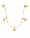 Cadena eslabones largos con charms de concha. Collar de plata con baño de oro de Nube Jewels.