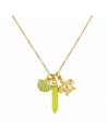 Collar con colgante de tortuga y concha esmalte verde. Collar de plata con baño de oro de Nube Jewels.