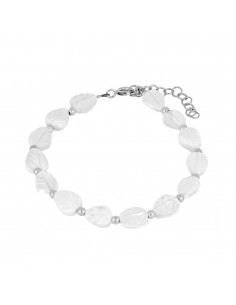Bransoletka srebrna z motywem listka. Bransoletka z masy perłowej marki Nube Jewels.