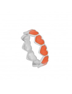 ORANGE HEART LINE SILVER RING