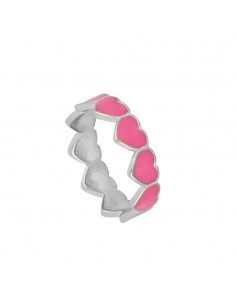 PINK HEART SILVER RING