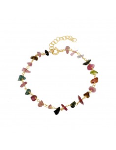 Pulsera de piedra natural turmalina. Pulsera de plata con baño de oro de marca Nube Jewels.