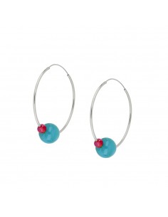 Aros grandes y lisos. Pendientes con dos bolitas de resina en el aro. Joyas de plata de Nube Jewels.