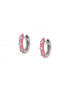 Aros enamel con circonitas blancas. Pendientes de plata y con cierre de presión de marca Nube Jewels.