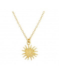 Collar con colgante del sol liso. Gargantilla fina de plata con baño de oro de Nube Jewels.