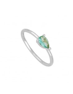GREEN DROP SILVER RING