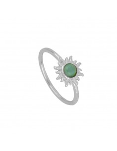 Pierścionek słońce z kamieniem naturalnym. Biżuteria srebrna firmy Nube Jewels.