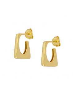 Pendientes aros de plata con baño de oro de Nube Jewels. Pendientes lisos y medianos con cierre de tuerca mariposa.